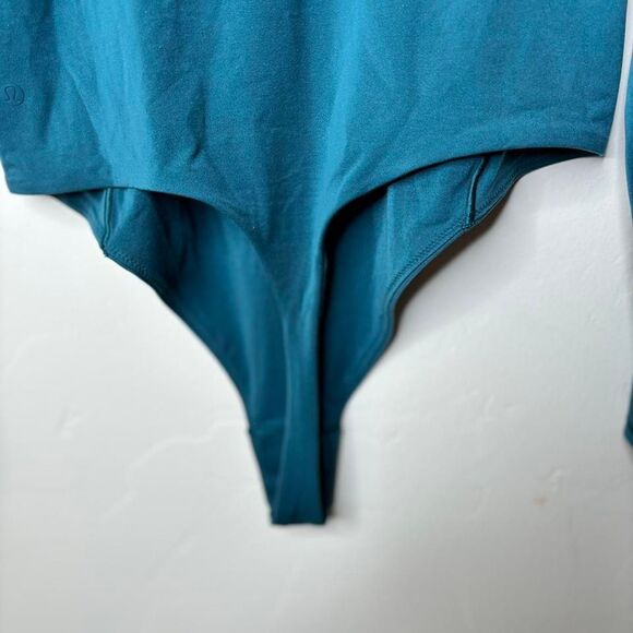 Lululemon NWT Large Storm Teal Wundermost Nulu Turtleneck L/S Thong Cut Bodysuit - Picture 7 of 9
